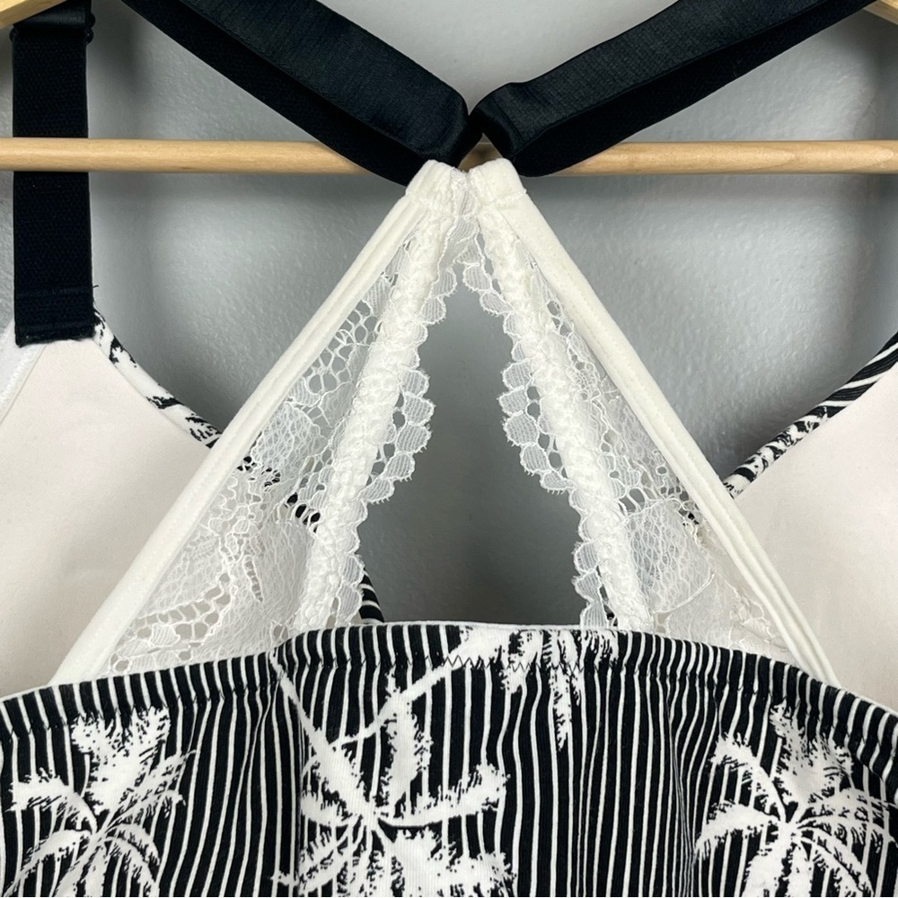 Cacique Black & White Palm Print T-Shirt Bra - Picture 3 of 5